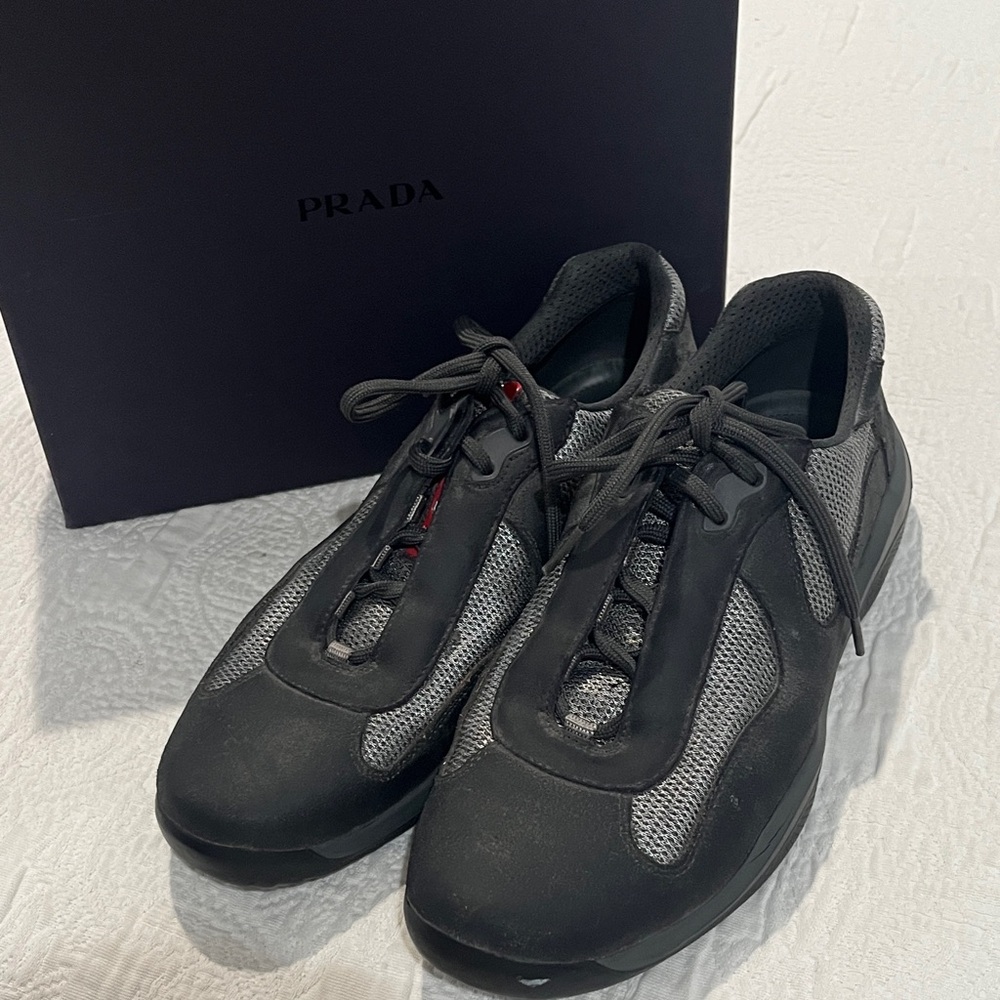 Prada Men's Black and Gray Sneakers